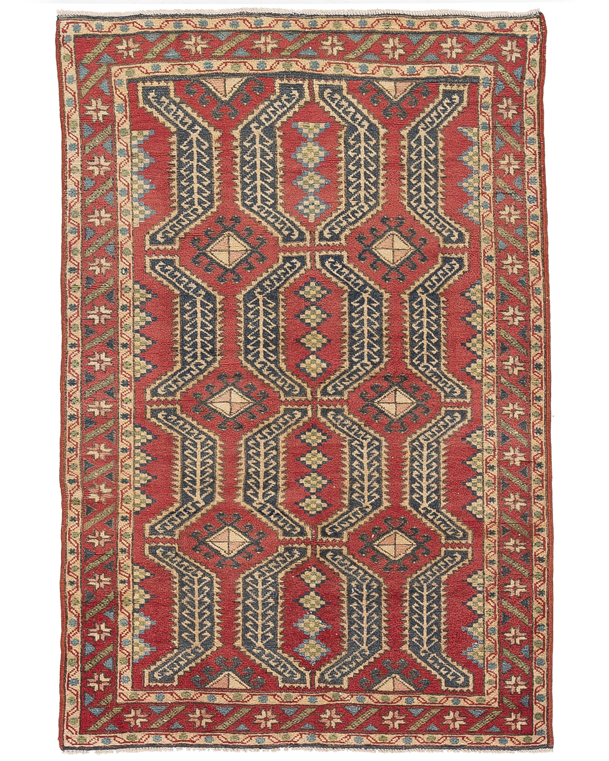 Oriental Rug Anatolian Handmade Wool On Wool 95 X 145 Cm - 3' 2'' X 4' 10'' Red C014 ER01