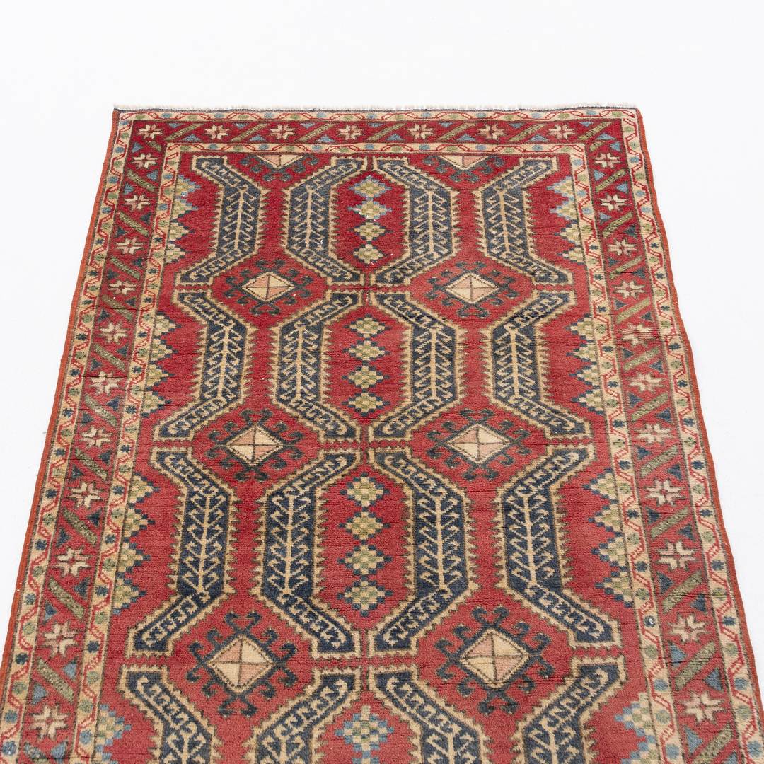 Oriental Rug Anatolian Handmade Wool On Wool 95 X 145 Cm - 3' 2'' X 4' 10'' Red C014 ER01