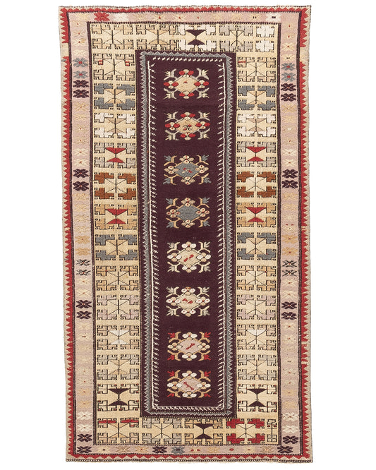 Oriental Rug Anatolian Handmade Wool On Wool 96 X 198 Cm - 3' 2'' X 6' 6'' Sand C007 ER01