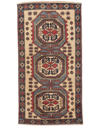 Oriental Rug Anatolian Handmade Wool On Wool 97 X 188 Cm - 3' 3'' X 6' 3'' Light Blue C013 ER01