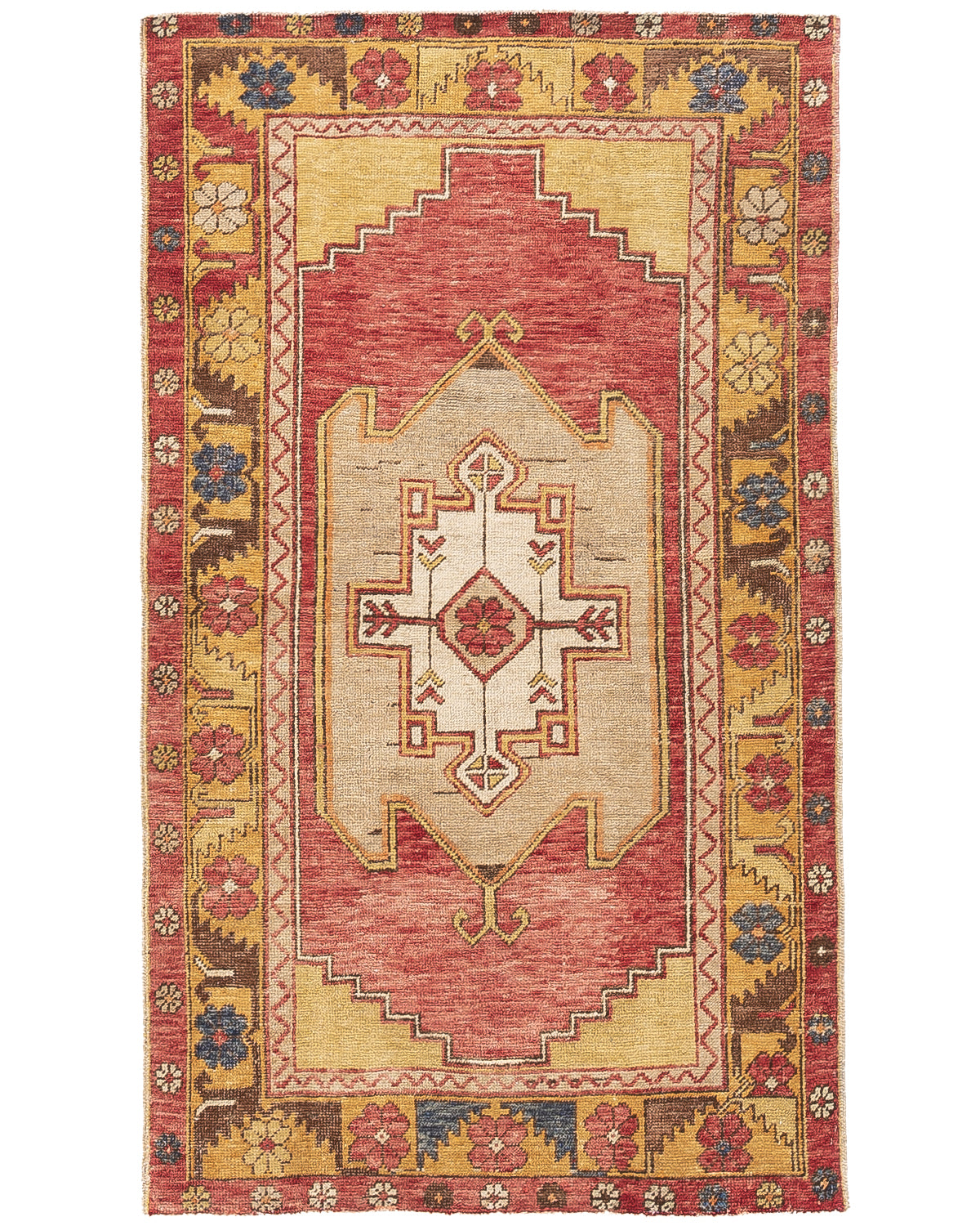 Oriental Rug Anatolian Handmade Wool On Wool 98 X 165 Cm - 3' 3'' X 5' 5'' Red C014 ER01