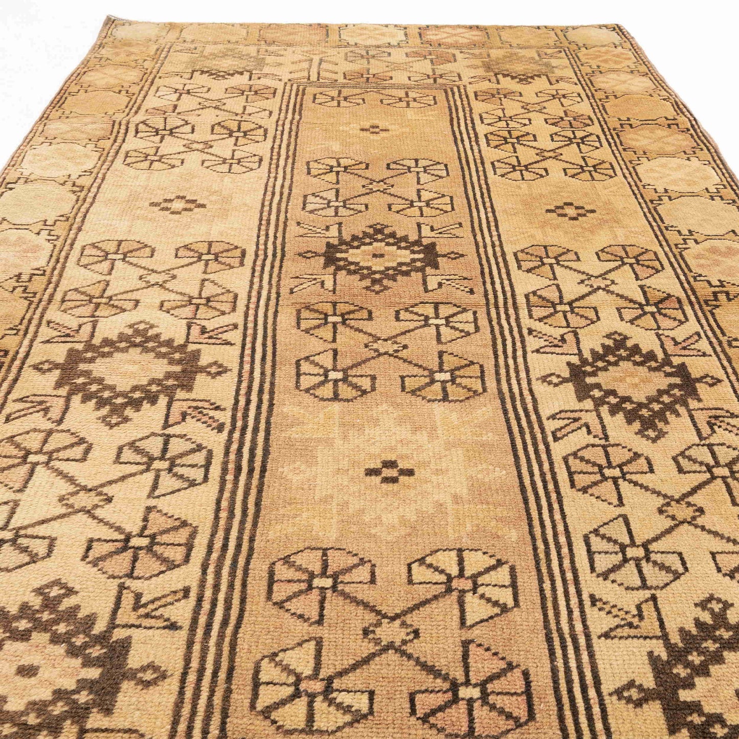 Oriental Rug Anatolian Handmade Wool On Wool 99 X 180 Cm - 3' 3'' X 5' 11'' Sand C007 ER01