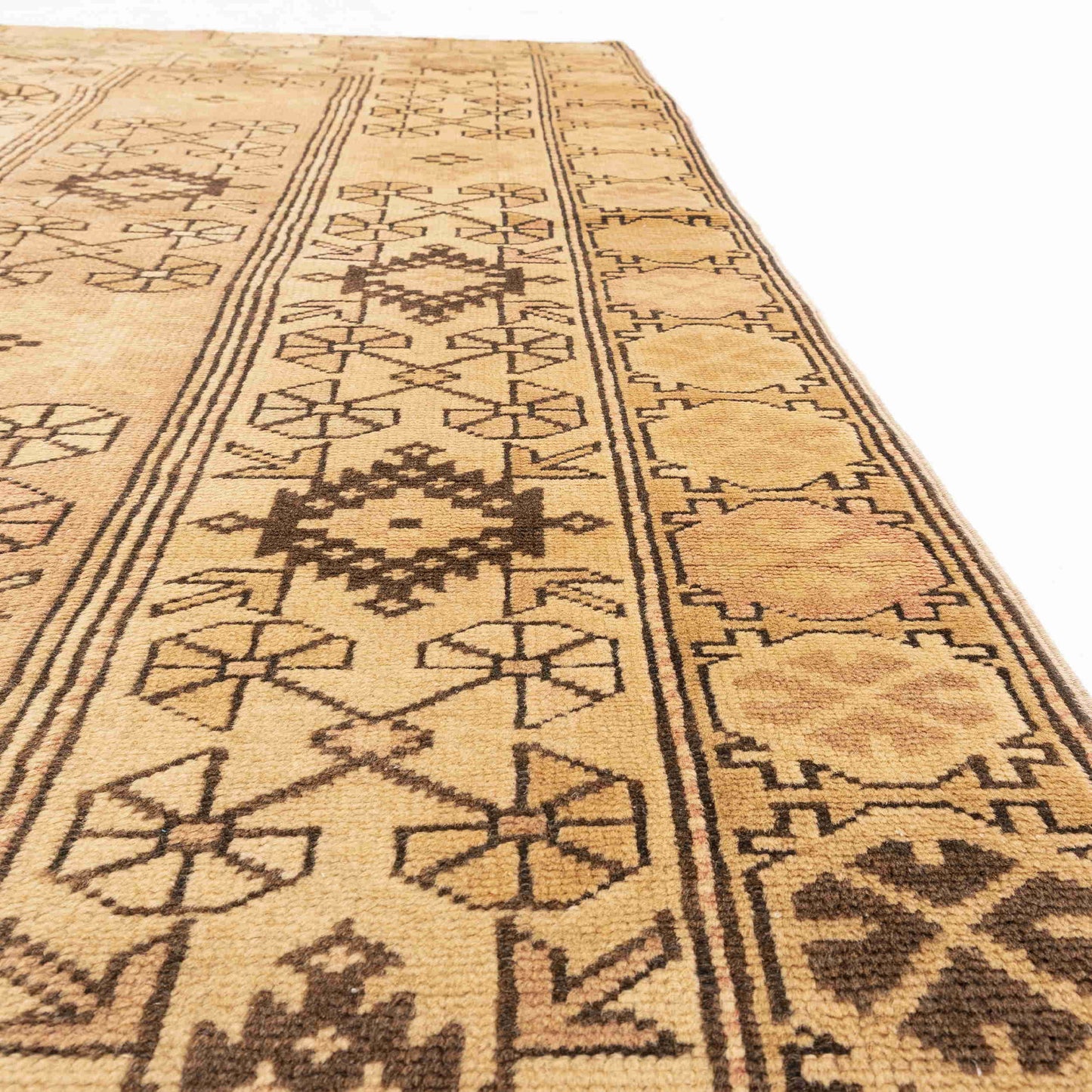 Oriental Rug Anatolian Handmade Wool On Wool 99 X 180 Cm - 3' 3'' X 5' 11'' Sand C007 ER01