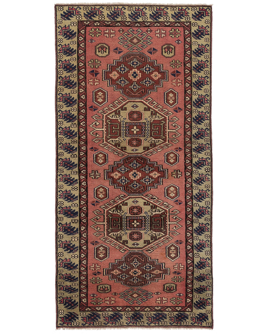 Oriental Rug Anatolian Handmade Wool On Wool 99 X 200 Cm - 3' 3'' X 6' 7'' Pink C004 ER01