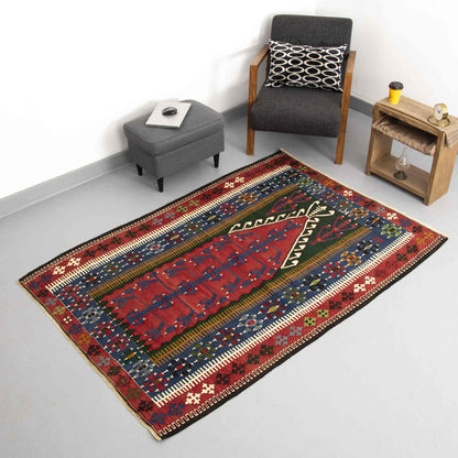 Oriental Rug Anatolian Handwoven Wool On Cotton 140 x 206 Cm - 4' 8'' x 6' 10'' Red C014 ER12