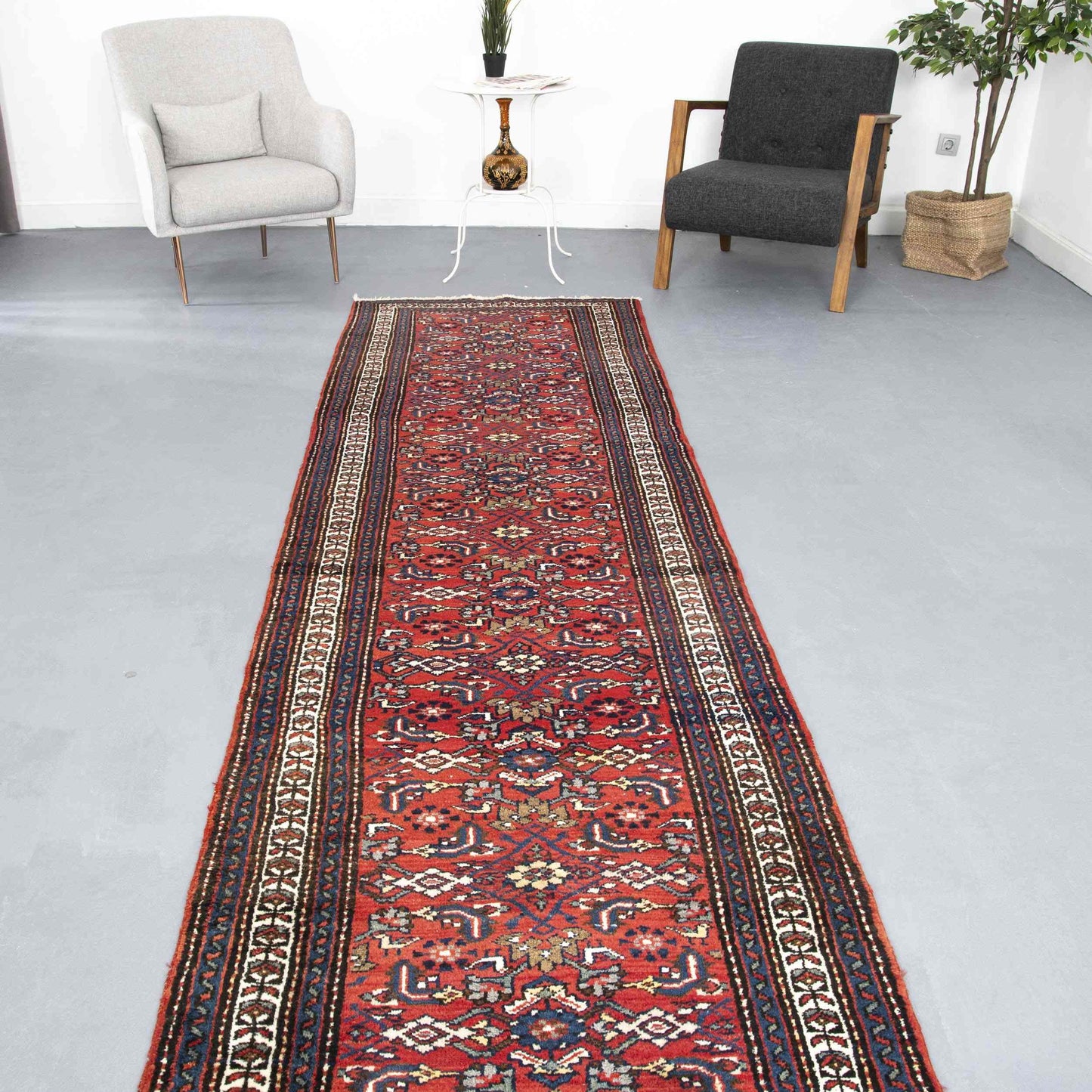 Oriental Runner Rug Anatolian Handwoven Wool On Cotton 98 x 410 Cm - 3' 3'' x 13' 6'' Red C014 ER12