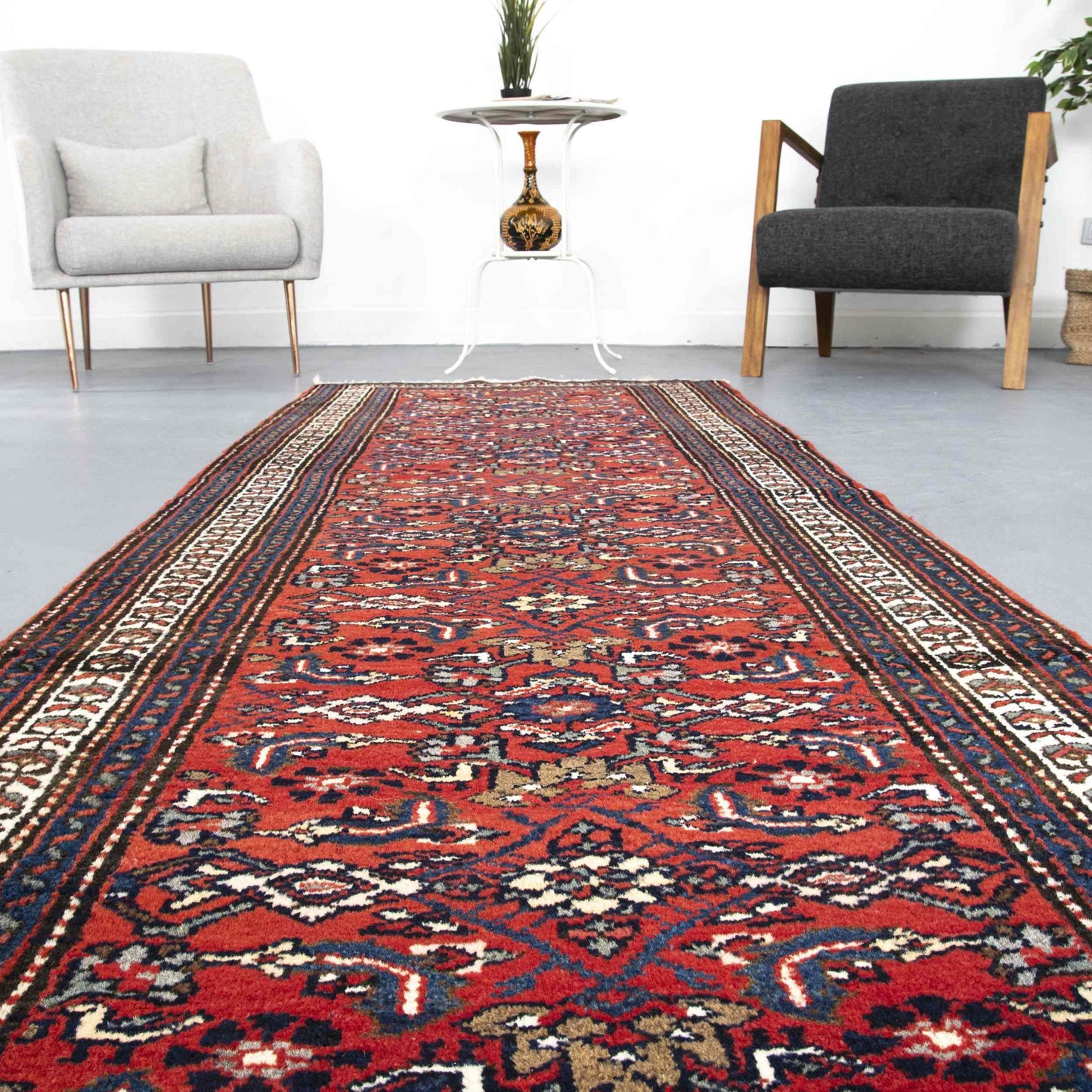 Oriental Runner Rug Anatolian Handwoven Wool On Cotton 98 x 410 Cm - 3' 3'' x 13' 6'' Red C014 ER12