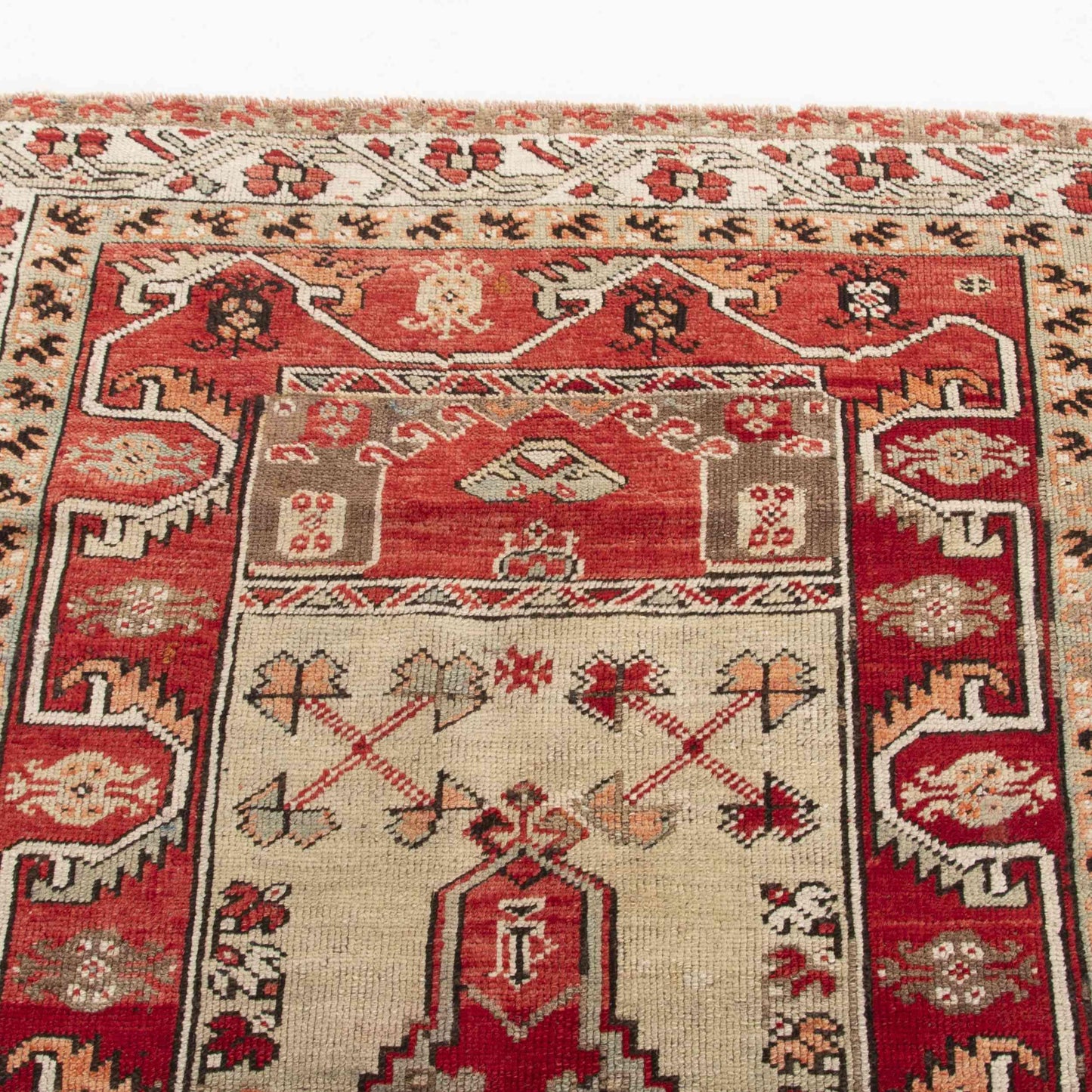 Oriental Rug Anatolian Handwoven Wool On Wool 108 x 165 Cm - 3' 7'' x 5' 5'' Red C014 ER01