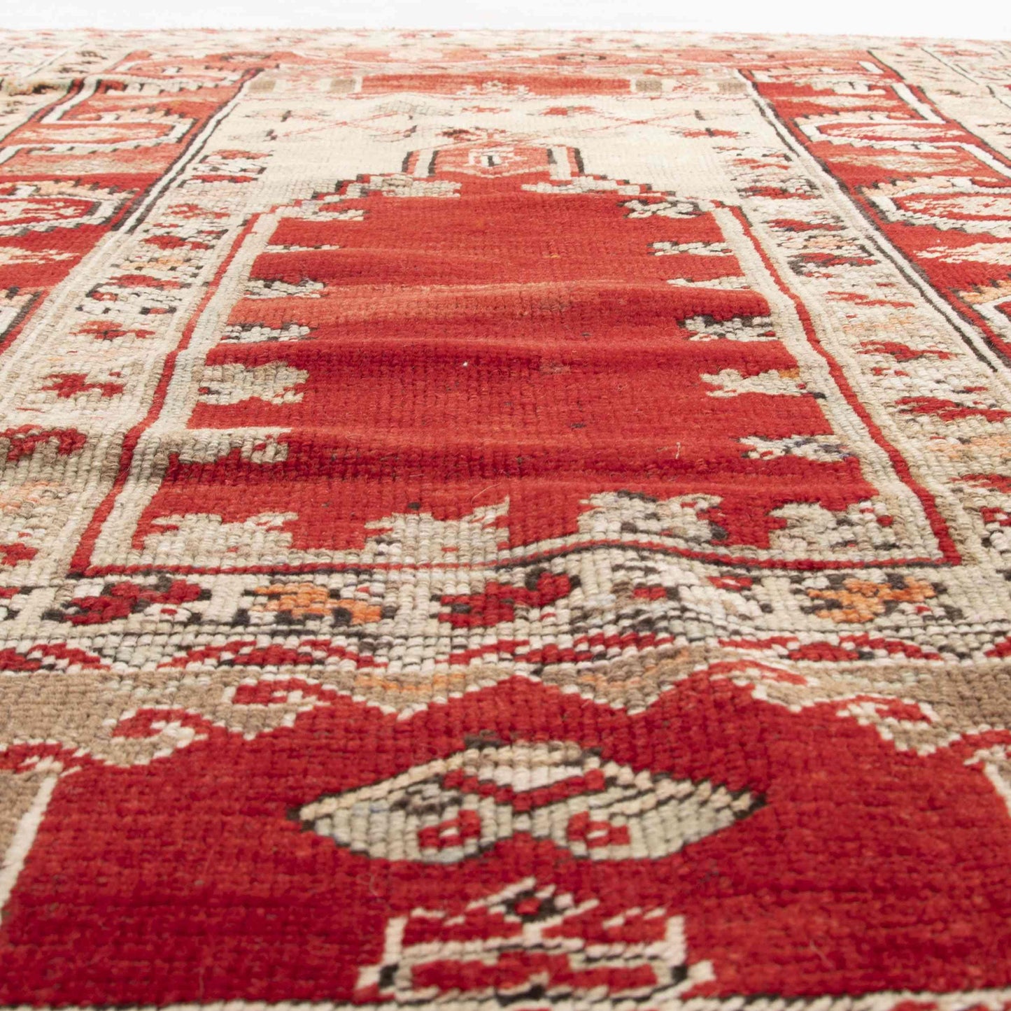 Oriental Rug Anatolian Handwoven Wool On Wool 108 x 165 Cm - 3' 7'' x 5' 5'' Red C014 ER01