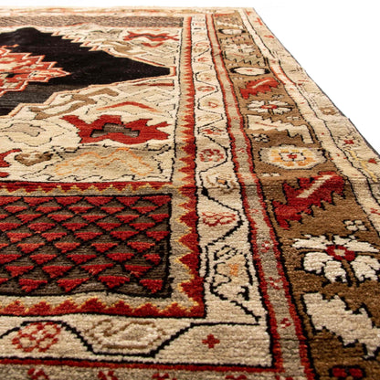 Oriental Rug Anatolian Handwoven Wool On Wool 110 x 171 Cm - 3' 8'' x 5' 8'' Black C002 ER01