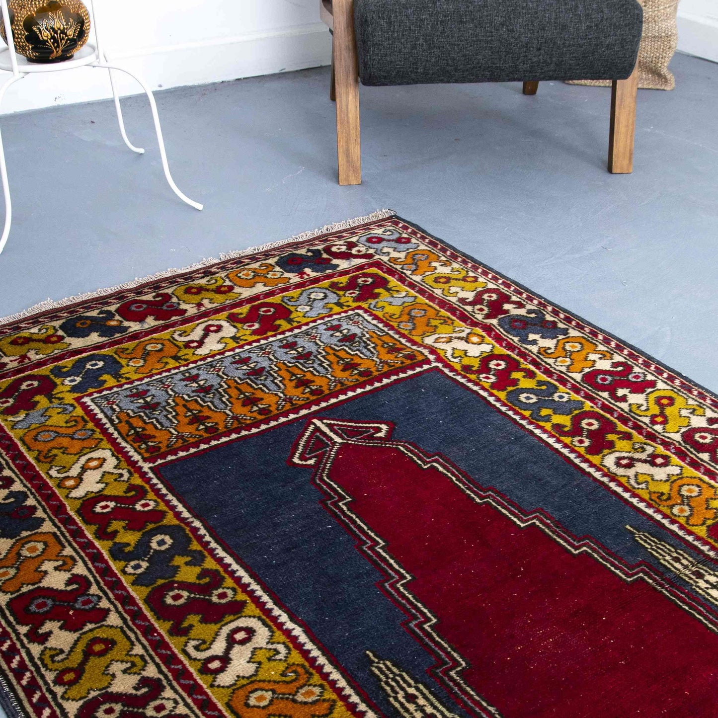 Oriental Rug Anatolian Handwoven Wool On Wool 113 x 207 Cm - 3' 9'' x 6' 10'' Burgundy C021 ER01