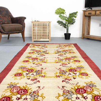 Oriental Rug Anatolian Handwoven Wool On Wool 115 x 270 Cm - 3' 10'' x 8' 11'' Sand C007 ER12