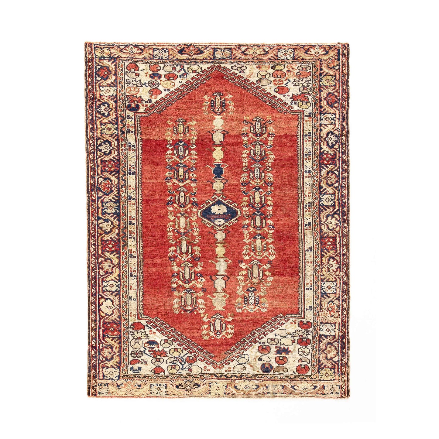 Oriental Rug Anatolian Handwoven Wool On Wool 116 x 152 Cm - 3' 10'' x 5' Red C014 ER01