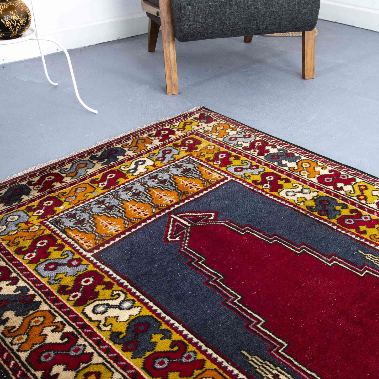 Oriental Rug Anatolian Handwoven Wool On Wool 117 x 200 Cm - 3' 11'' x 6' 7'' Burgundy C021 ER01