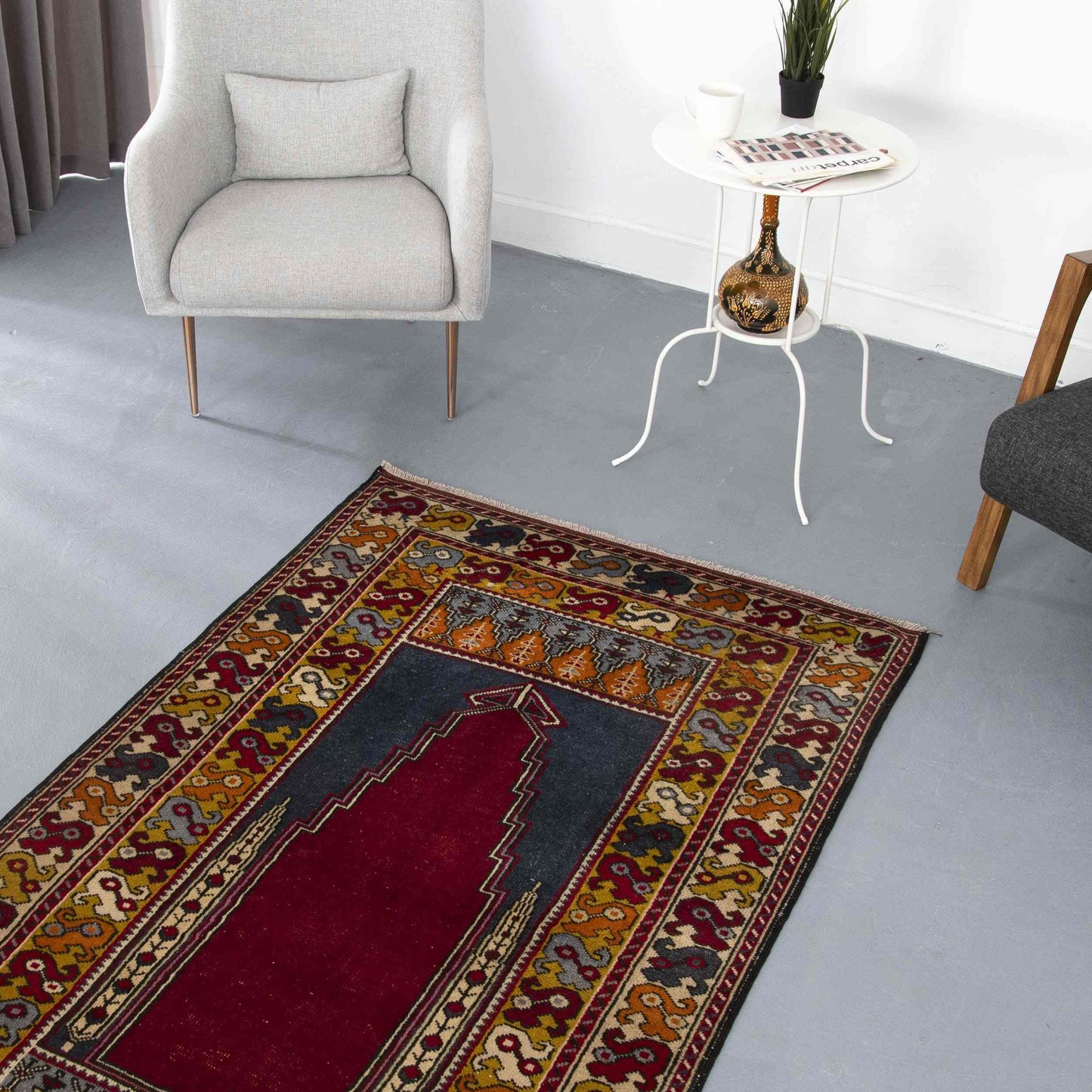 Oriental Rug Anatolian Handwoven Wool On Wool 117 x 200 Cm - 3' 11'' x 6' 7'' Burgundy C021 ER01