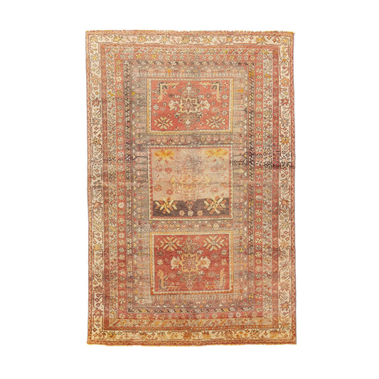 Oriental Rug Anatolian Handwoven Wool On Wool 124 x 186 Cm - 4' 1'' x 6' 2'' Orange C011 ER01