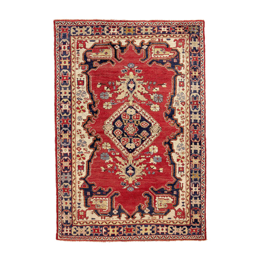 Oriental Rug Anatolian Handwoven Wool On Wool 127 x 184 Cm - 4' 2'' x 6' 1'' Red C014 ER01