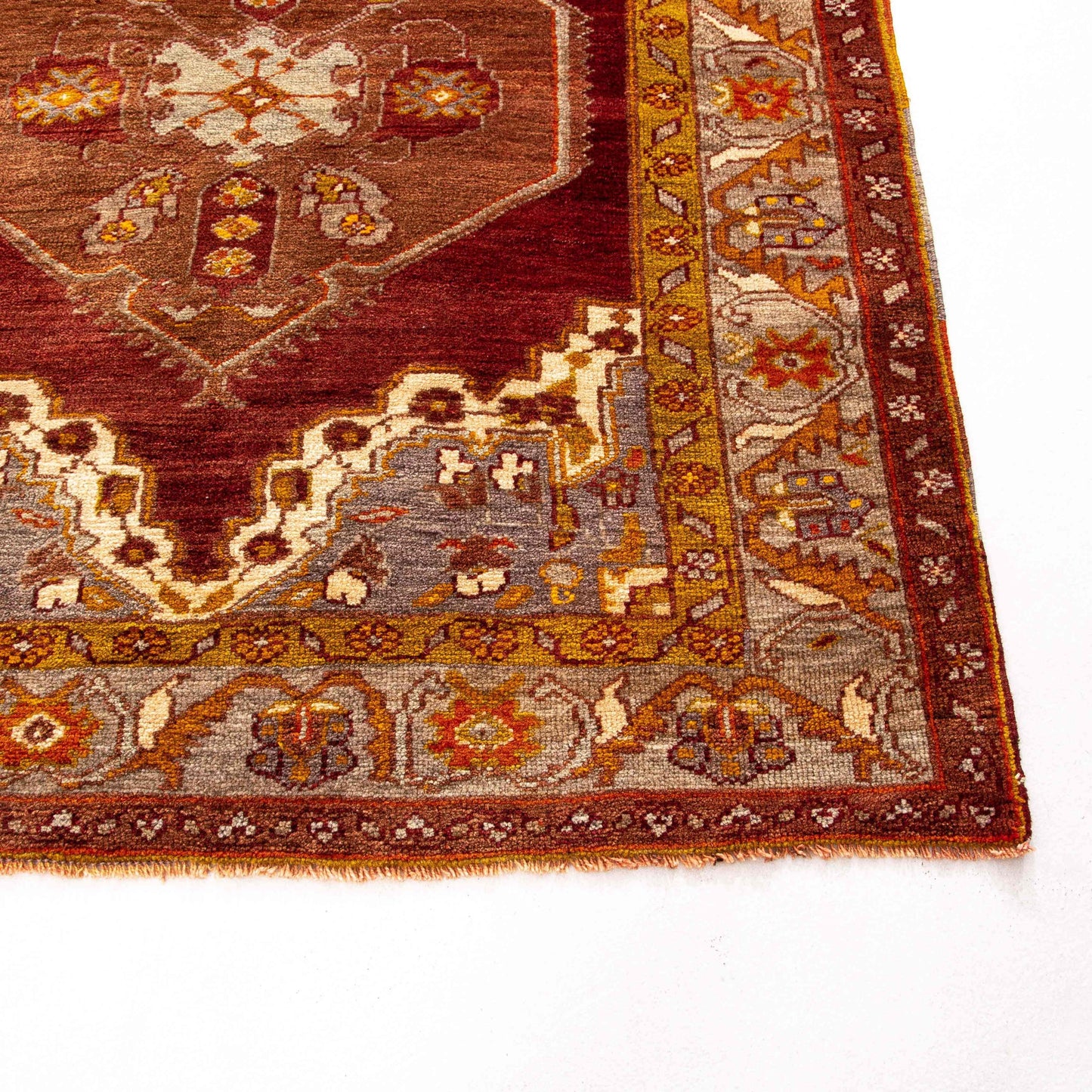 Oriental Rug Anatolian Handwoven Wool On Wool 130 x 155 Cm - 4' 4'' x 5' 2'' Red C014 ER01