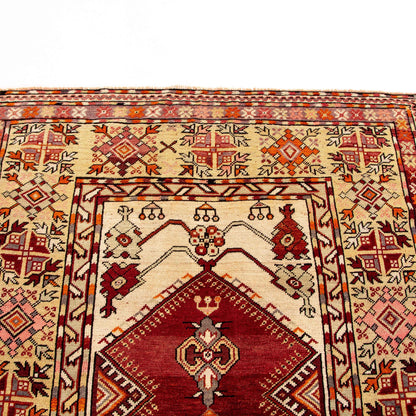 Oriental Rug Anatolian Handwoven Wool On Wool 131 x 170 Cm - 4' 4'' x 5' 7'' Red C014 ER01