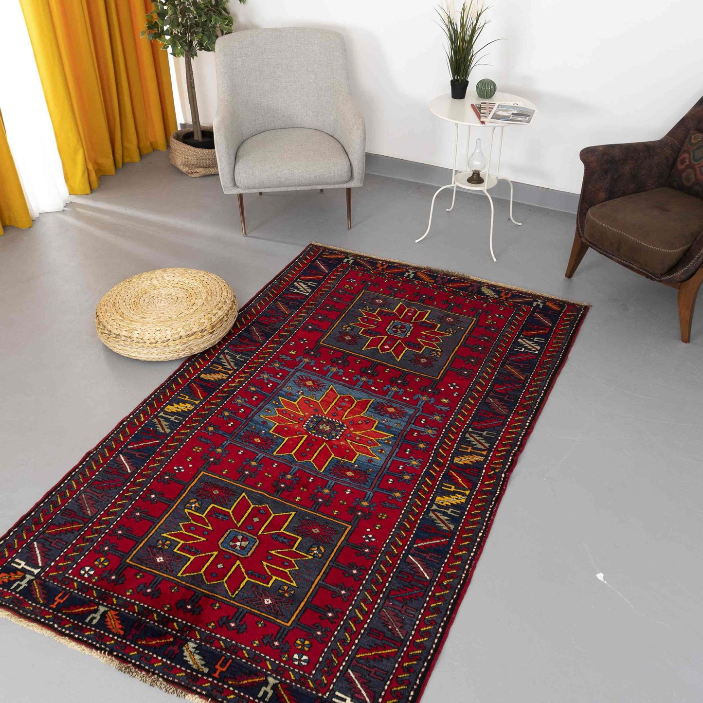 Oriental Rug Anatolian Handwoven Wool On Wool 138 x 230 Cm - 4' 7'' x 7' 7'' Red C014 ER12