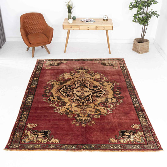 Oriental Rug Anatolian Handwoven Wool On Wool 213 X 284 Cm - 7'  X 9' 4'' Red C014 ER23