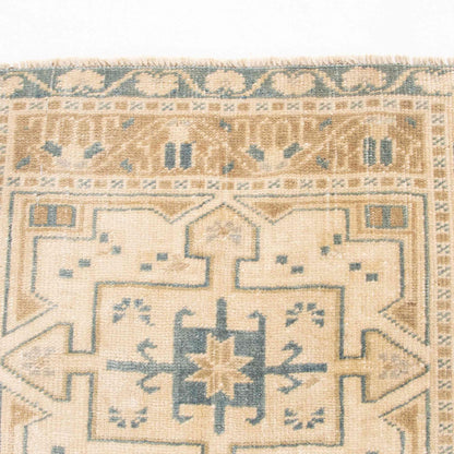 Oriental Rug Anatolian Handwoven Wool On Wool 50 x 115 Cm - 1' 8'' x 3' 10'' Sand C007 ER01