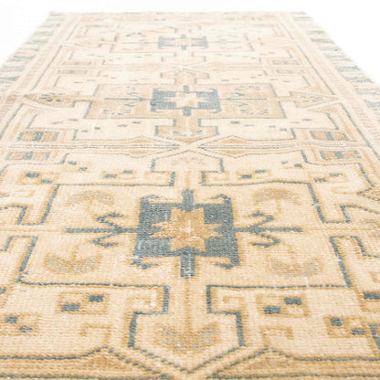 Oriental Rug Anatolian Handwoven Wool On Wool 50 x 115 Cm - 1' 8'' x 3' 10'' Sand C007 ER01