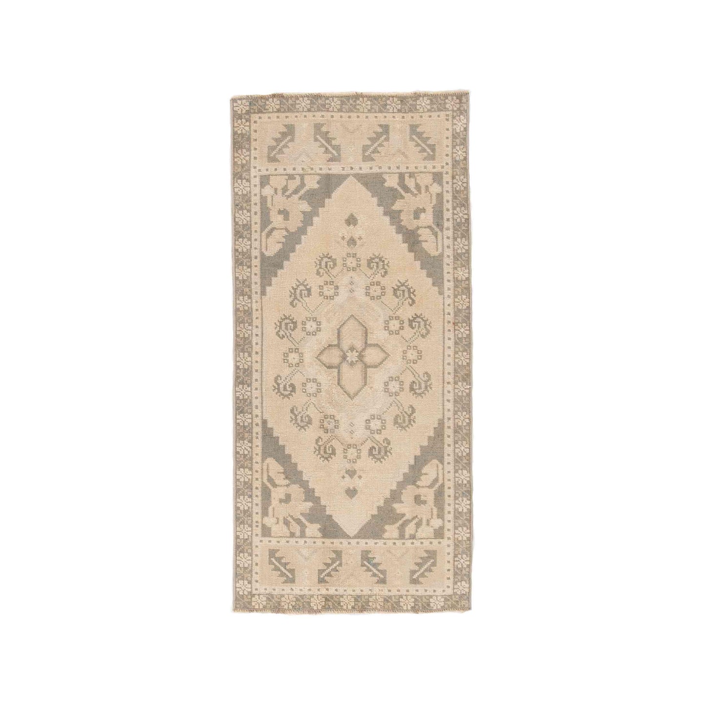 Oriental Rug Anatolian Handwoven Wool On Wool 55 x 120 Cm - 1' 10'' x 4' Sand C007 ER01