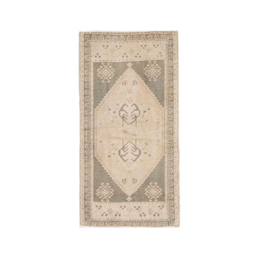 Oriental Rug Anatolian Handwoven Wool On Wool 56 x 108 Cm - 1' 11'' x 3' 7'' Sand C007 ER01