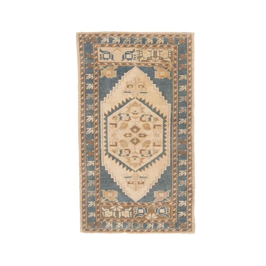 Oriental Rug Anatolian Handwoven Wool On Wool 58 x 110 Cm - 1' 11'' x 3' 8'' Sand C007 ER01