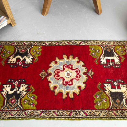 Oriental Rug Anatolian Handwoven Wool On Wool 60 x 90 Cm - 2' x 3' Red C014 ER01