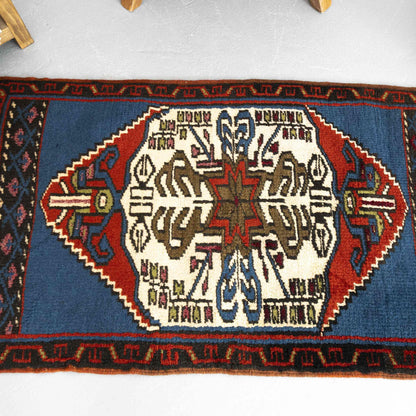 Oriental Rug Anatolian Handwoven Wool On Wool 60 x 96 Cm - 2' x 3' 2'' Navy Blue C012 ER01