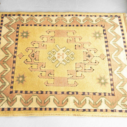 Oriental Rug Anatolian Handwoven Wool On Wool 69 x 85 Cm - 2' 4'' x 2' 10'' Yellow C006 ER01