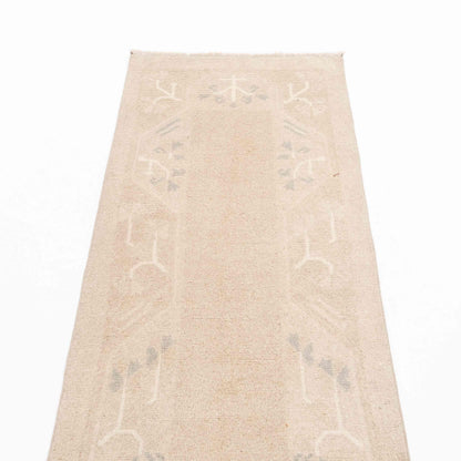 Oriental Rug Anatolian Handwoven Wool On Wool 73 x 256 Cm - 2' 5'' x 8' 5'' Sand C007 ER01