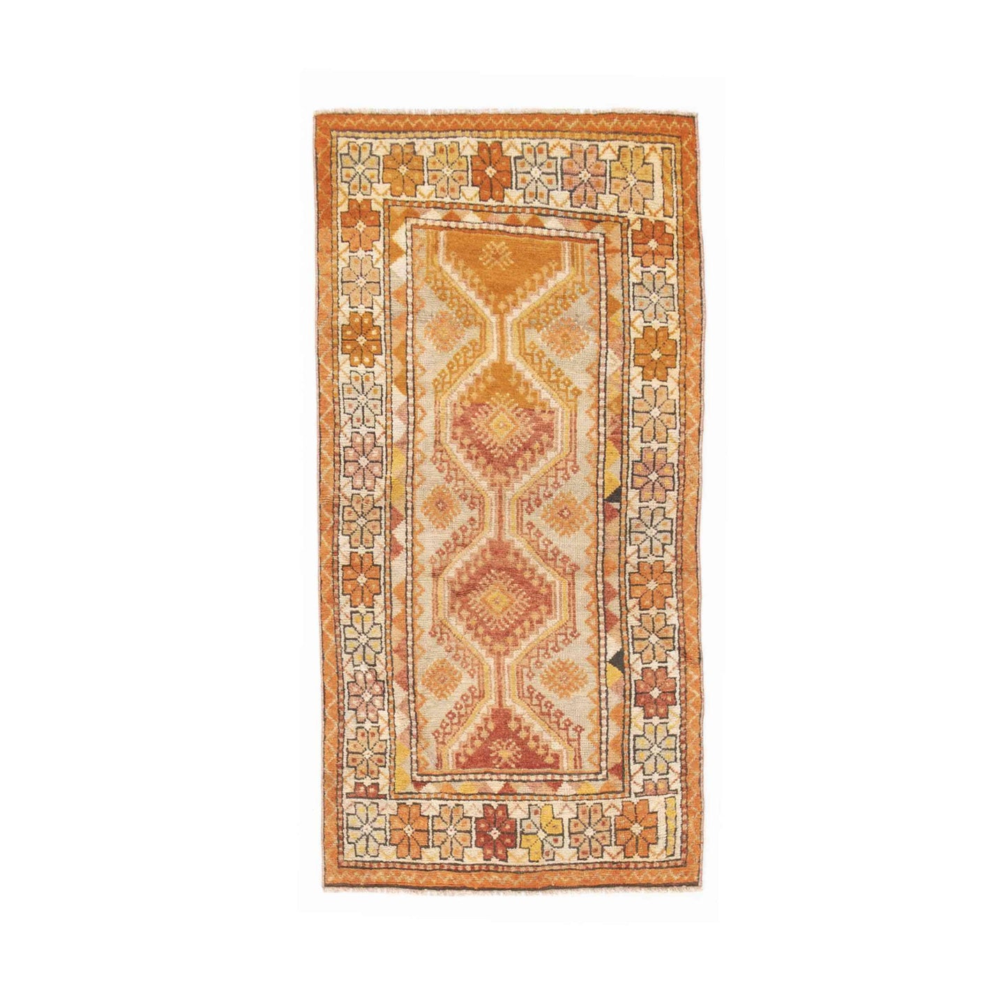 Oriental Rug Anatolian Handwoven Wool On Wool 78 x 158 Cm - 2' 7'' x 5' 3'' Orange C011 ER01