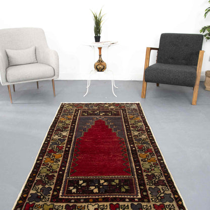 Oriental Rug Anatolian Handwoven Wool On Wool 96 x 180 Cm - 3' 2'' x 5' 11'' Burgundy C021 ER01