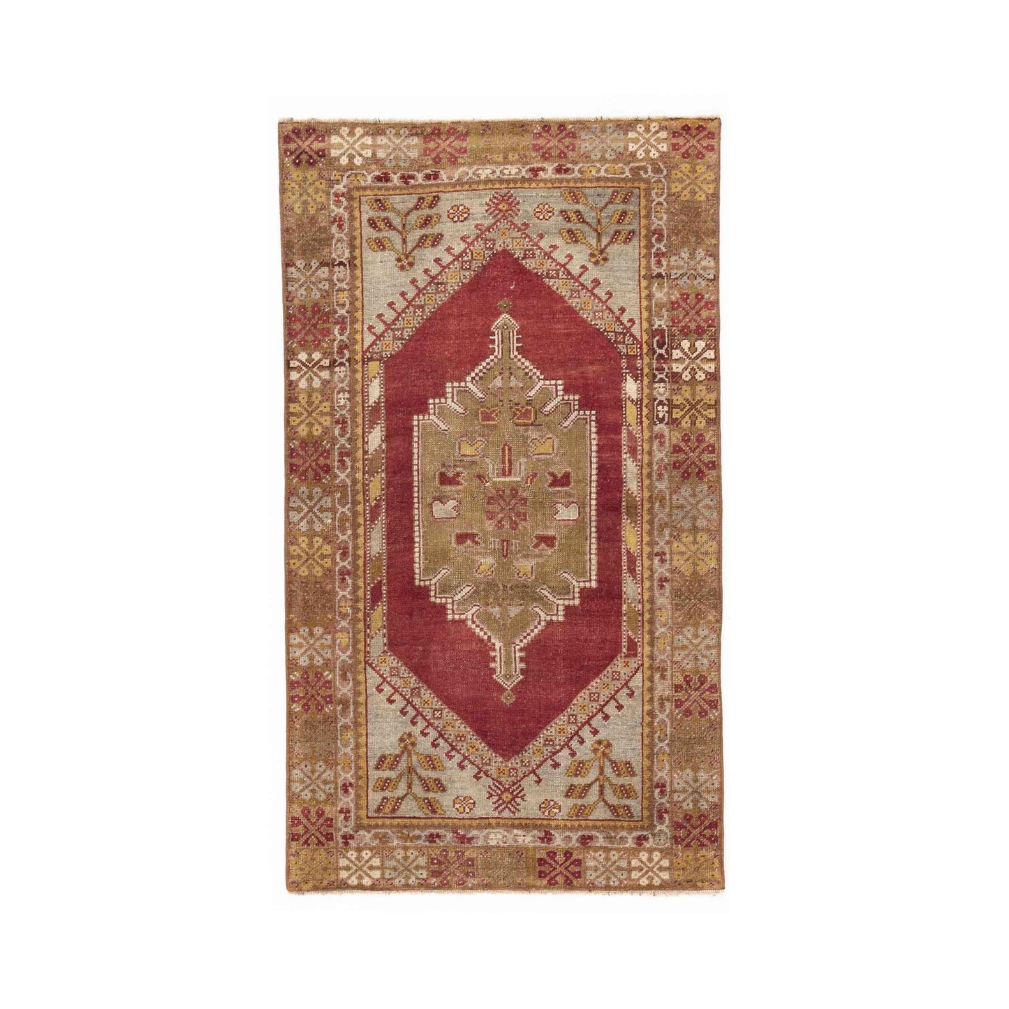 Oriental Rug Anatolian Handwoven Wool On Wool 97 x 170 Cm - 3' 3'' x 5' 7'' Red C014 ER01