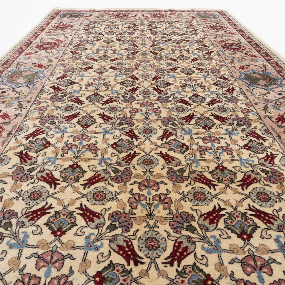 Oriental Rug Hereke Hand Knotted Wool On Cotton 161 X 329 Cm - 5' 4'' X 10' 10'' Sand C007 ER12