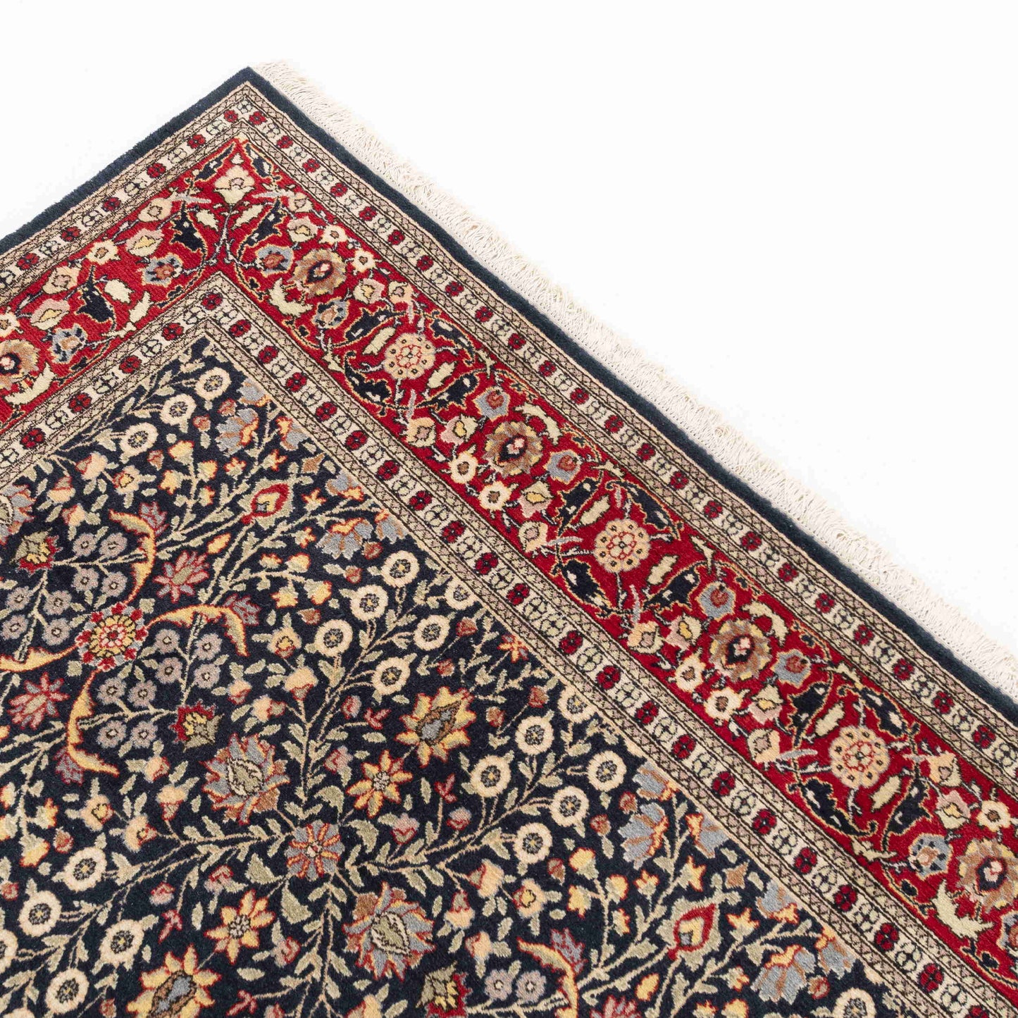 Oriental Rug Hereke Hand Knotted Wool On Cotton 162 X 262 Cm - 5' 4'' X 8' 8'' Black C002 ER12