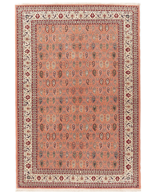 Oriental Rug Hereke Hand Knotted Wool On Cotton 166 X 246 Cm - 5' 6'' X 8' 1'' Pink C004 ER12
