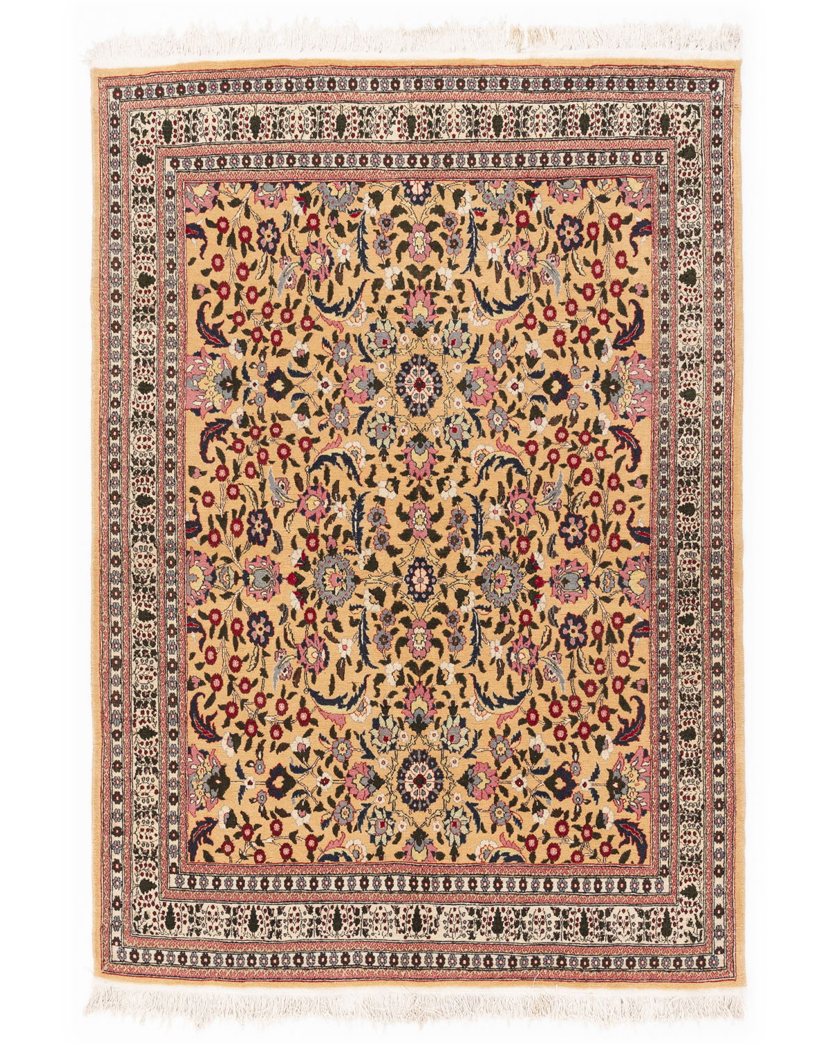 Oriental Rug Hereke Hand Knotted Wool On Cotton 170 X 240 Cm - 5' 7'' X 7' 11'' Sand C007 ER12