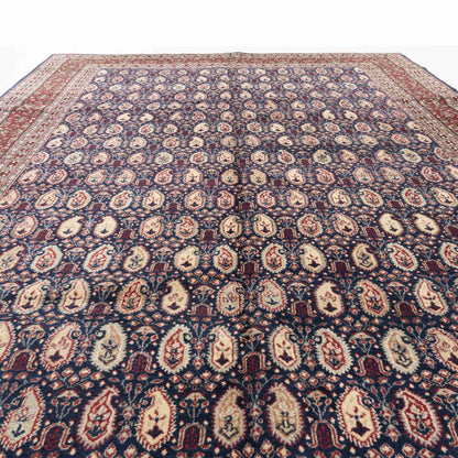 Oriental Rug Hereke Hand Knotted Wool On Cotton 195 X 288 Cm - 6' 5'' X 9' 6'' Navy Blue C012 ER12