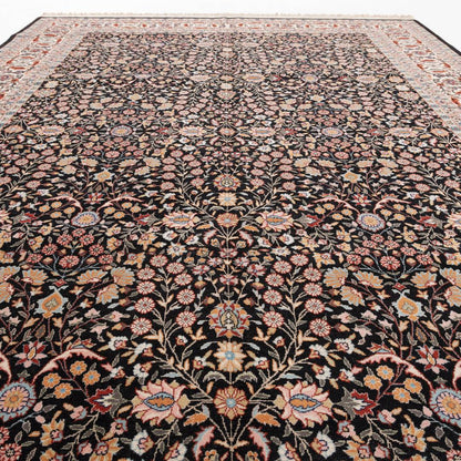 Oriental Rug Hereke Hand Knotted Wool On Cotton 203 X 297 Cm - 6' 8'' X 9' 9'' Black C002 ER23