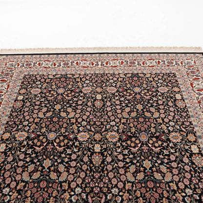 Oriental Rug Hereke Hand Knotted Wool On Cotton 203 X 297 Cm - 6' 8'' X 9' 9'' Black C002 ER23