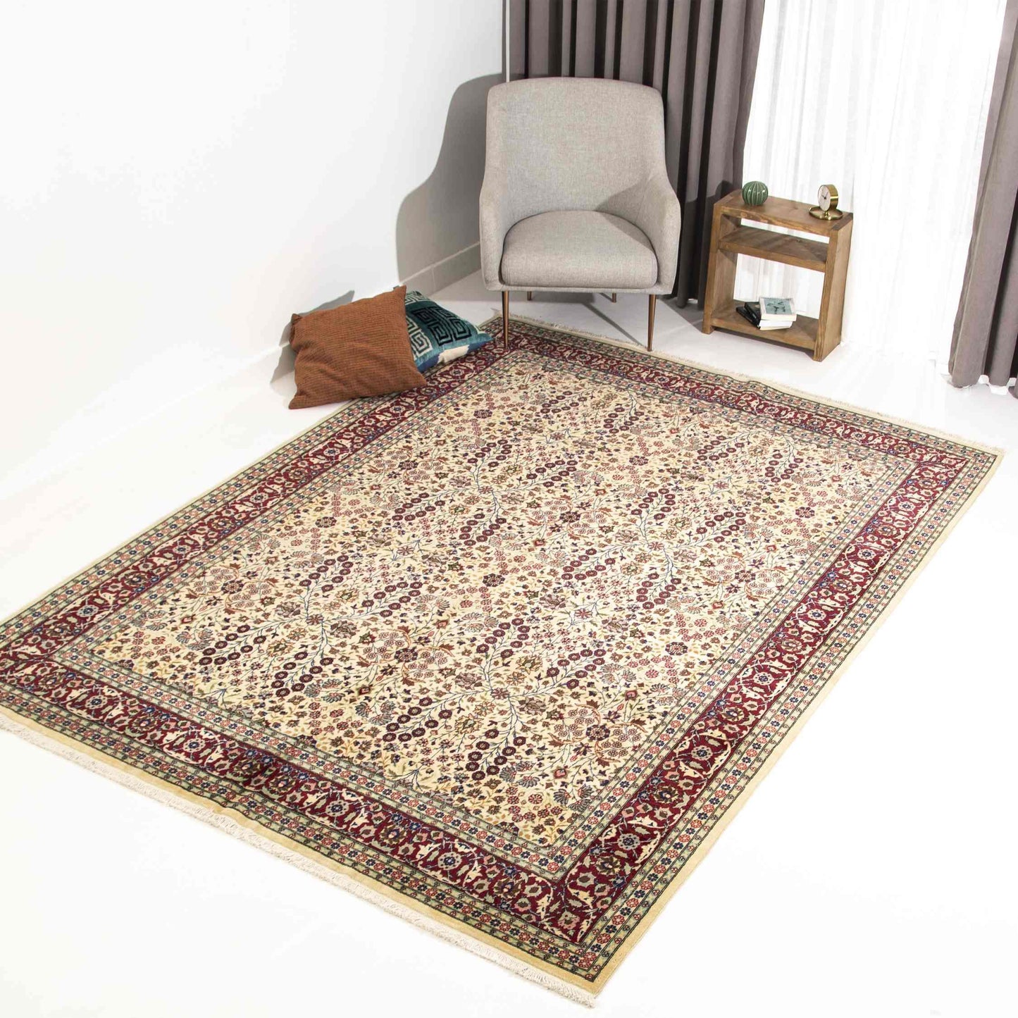 Oriental Rug Hereke Hand Knotted Wool On Cotton 210 X 300 Cm - 6' 11'' X 9' 11'' Red C014 ER23