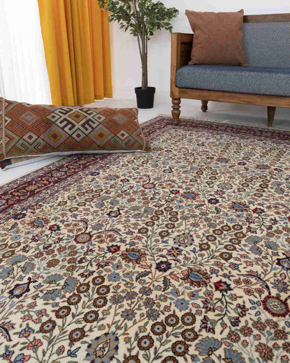 Oriental Rug Hereke Hand Knotted Wool On Cotton 253 X 356 Cm - 8' 4'' X 11' 9'' Sand C007 ER34