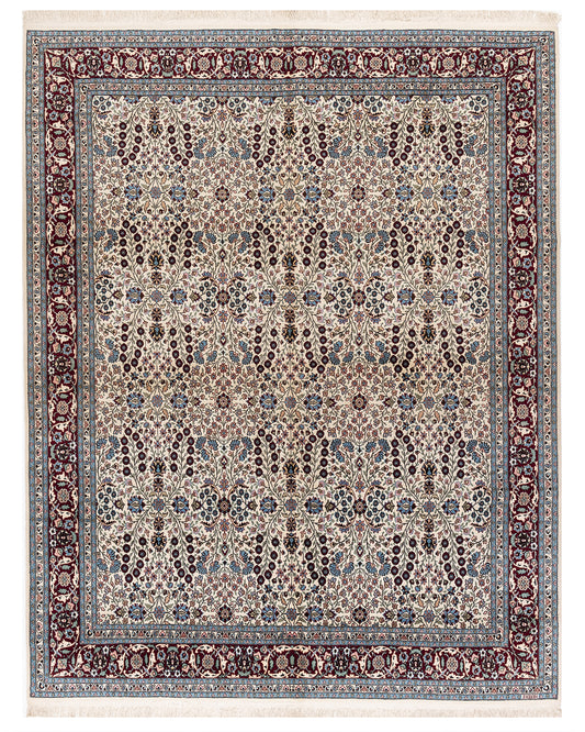 Oriental Rug Hereke Hand Knotted Wool On Cotton 256 X 324 Cm - 8' 5'' X 10' 8'' Light Blue C013 ER23