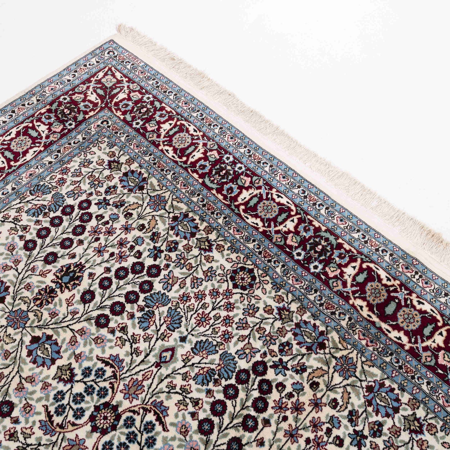 Oriental Rug Hereke Hand Knotted Wool On Cotton 256 X 324 Cm - 8' 5'' X 10' 8'' Light Blue C013 ER23