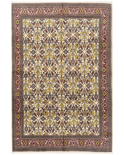 Oriental Rug Hereke Hand Knotted Wool On Cotton - X 290 Cm - 6' 6'' X 9' 7'' Yellow C006 ER23