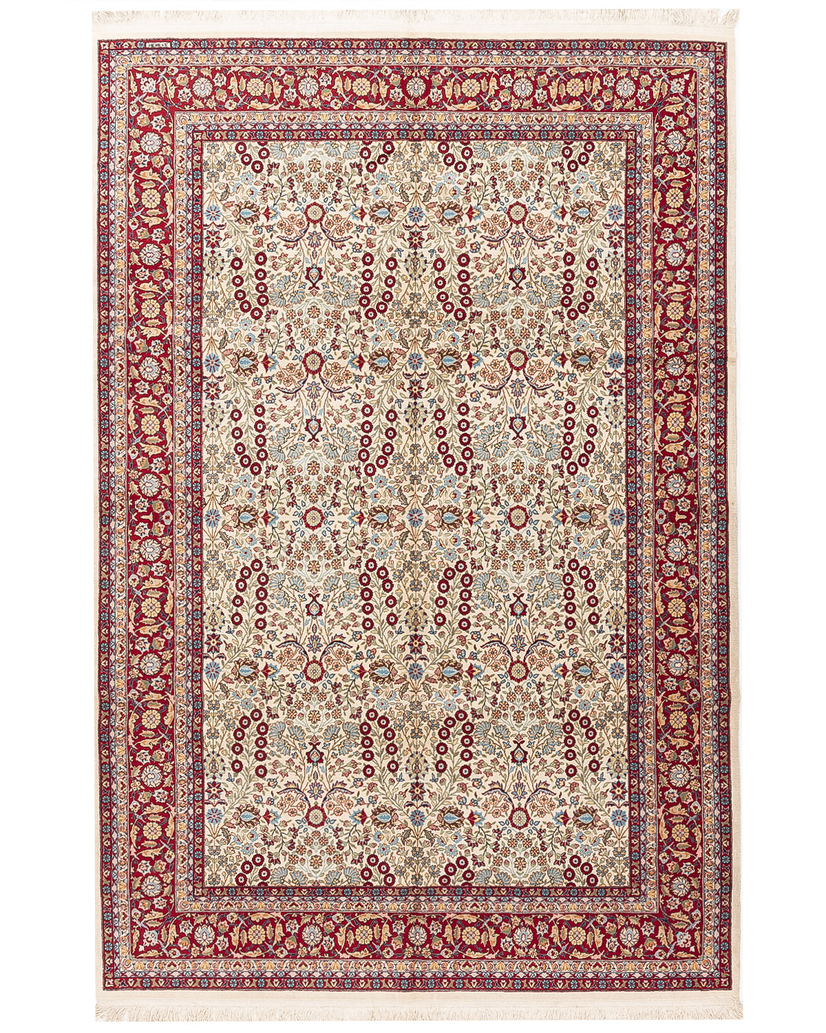 Oriental Rug Hereke Hand Knotted Wool On Cotton - X 301 Cm - 6' 9'' X 9' 11'' Red C014 ER23